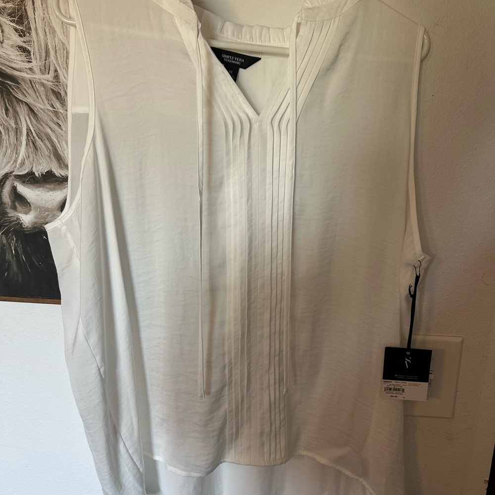 Simply Vera Vera Wang White Sleeveless Blouse